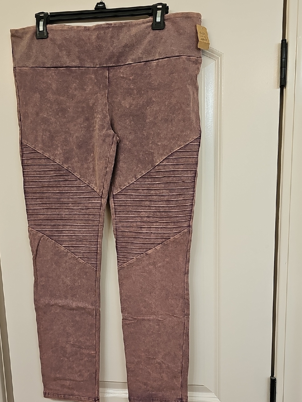 entro 1x Mauve Plum Ribbed Moto Leggings Bella Curvy